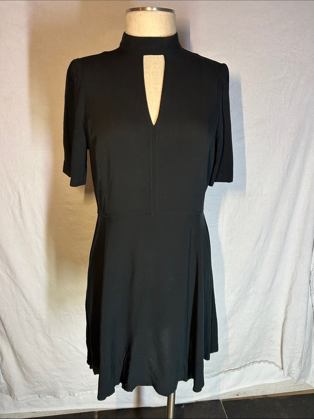Express Black Keyhole Mock-Neck Mini Dress